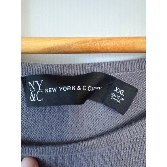 New York & Company Grey Criss Cross Cold Shoulder Lightweight Sweater Sz XXL - Picture 4 of 7